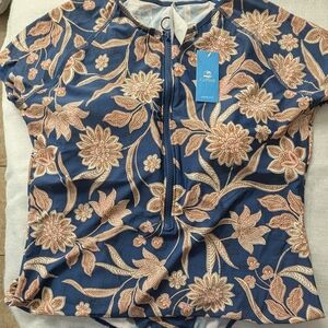 Cupshe Women's Floral Navy and Peach One Piece